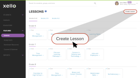 Lessons page in Educator Account with Create Lesson button highlighted